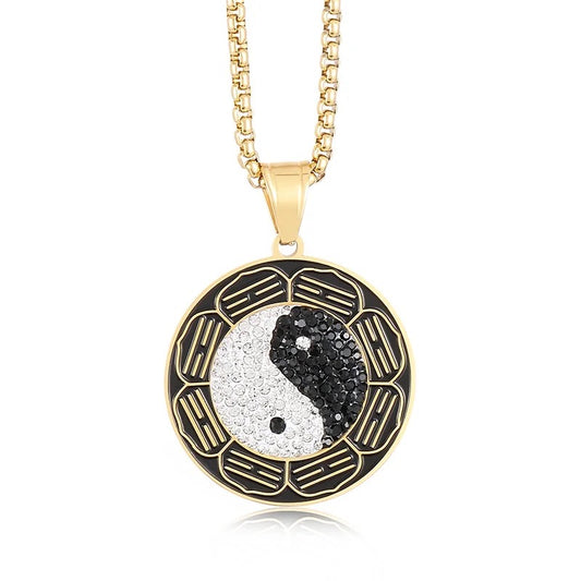 Yin Yang Circle Pendant and Necklace