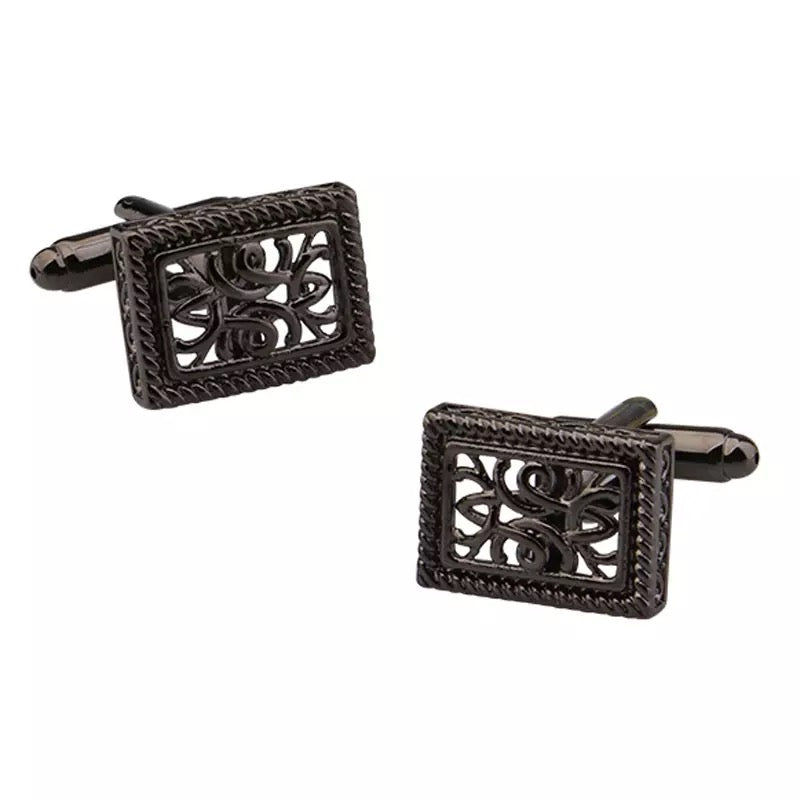 2shup Vintage Rectangular Framed Flowers Cufflinks