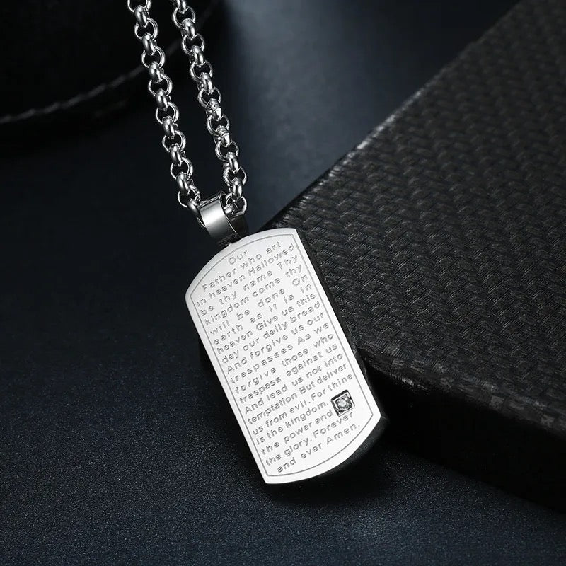 Our Lord's Prayer Dog Tag 316L Stainless Steel Pendant