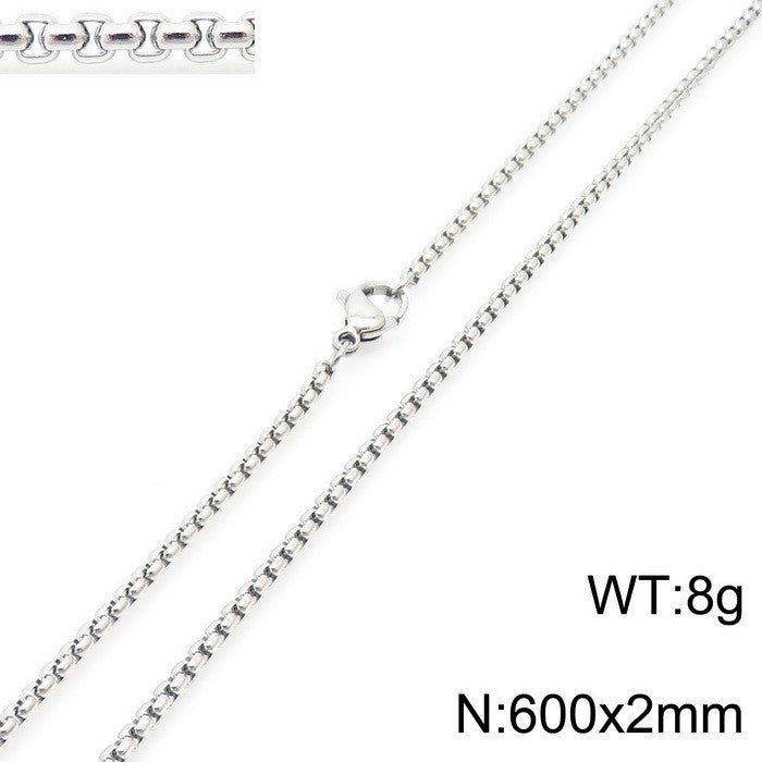 2mm Box Link Chain Necklace