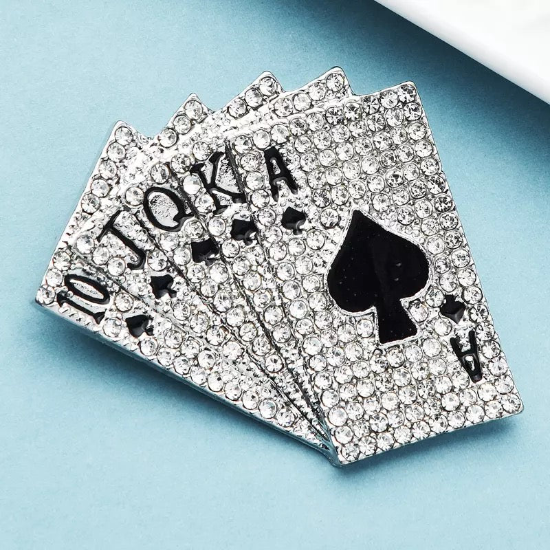 2shup Sparkling Crystal Poker Brooch Pins