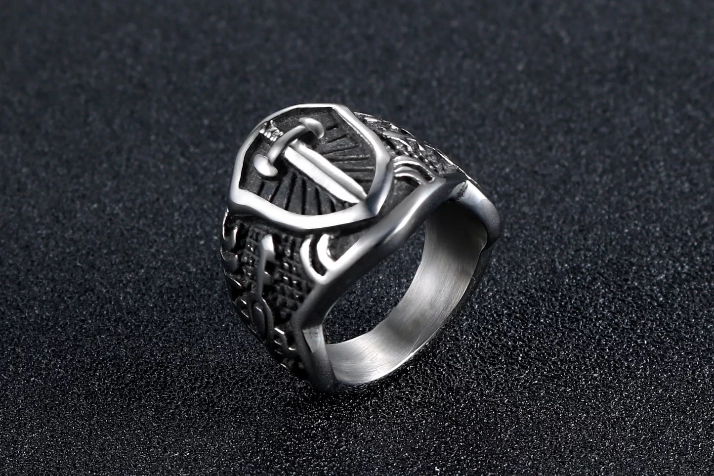 2shup Sword Cross Carved Vintage Ring