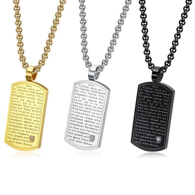 Our Lord's Prayer Dog Tag 316L Stainless Steel Pendant