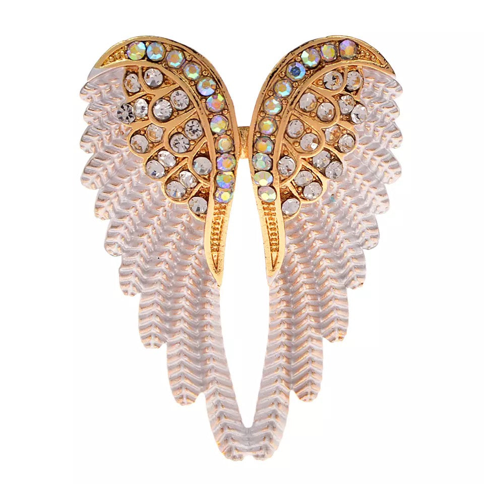 Rhinestone Angel Wings Brooch