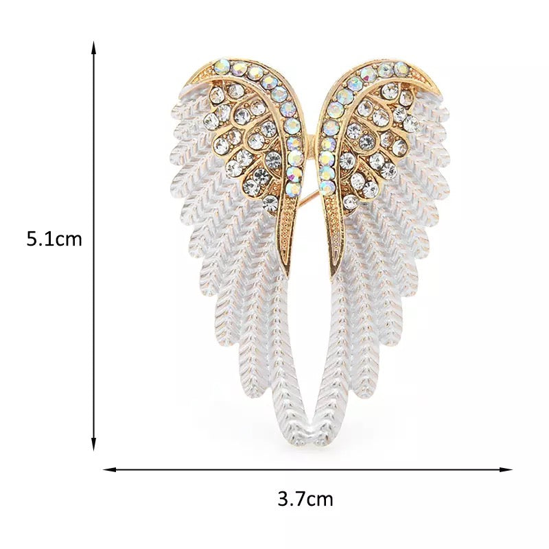 Rhinestone Angel Wings Brooch