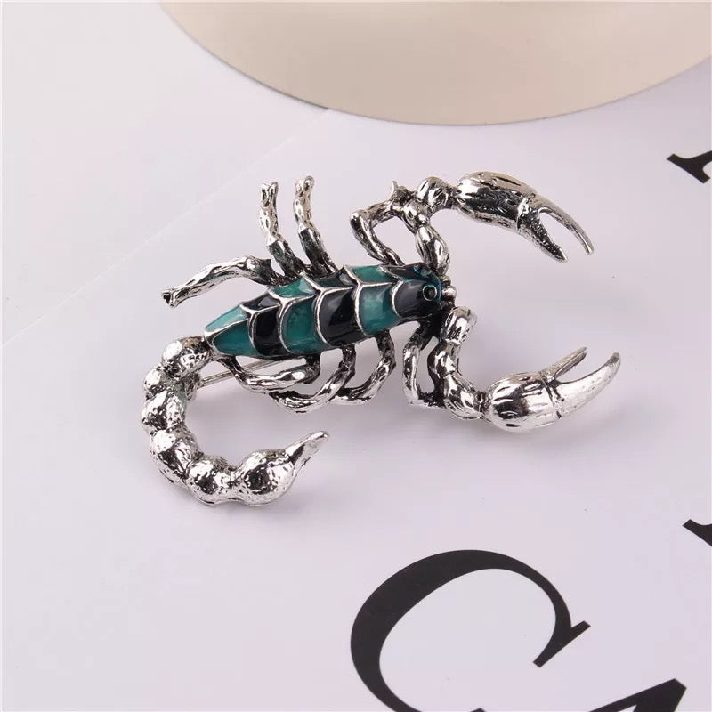 Dual Color Enamel Scorpion Brooch