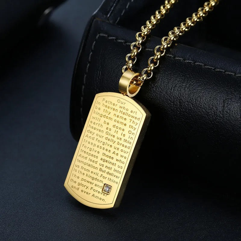 Our Lord's Prayer Dog Tag 316L Stainless Steel Pendant