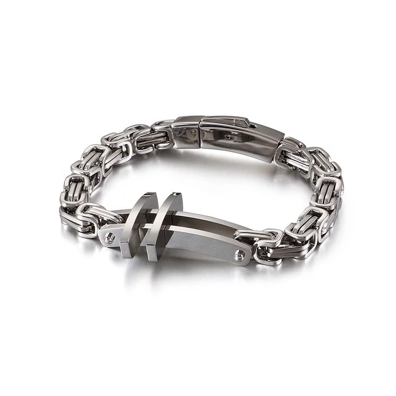 316L Steel Byzantine Chain Cross Bracelet