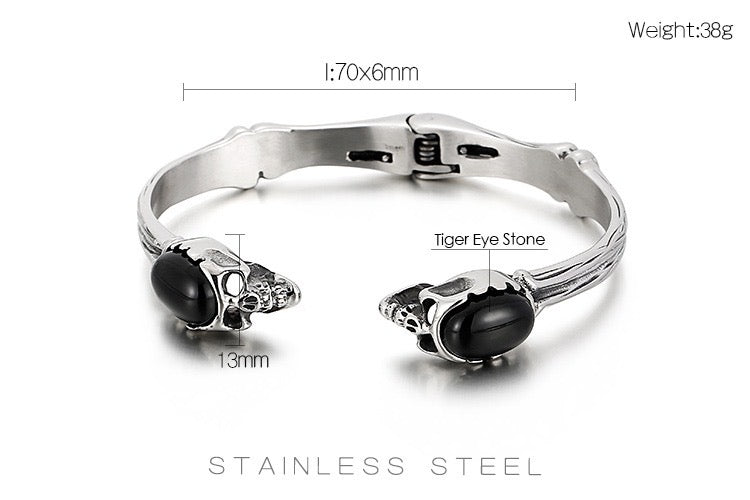 2shup Silver Skull Cufflinks, Ring and Bracelet Gift Set