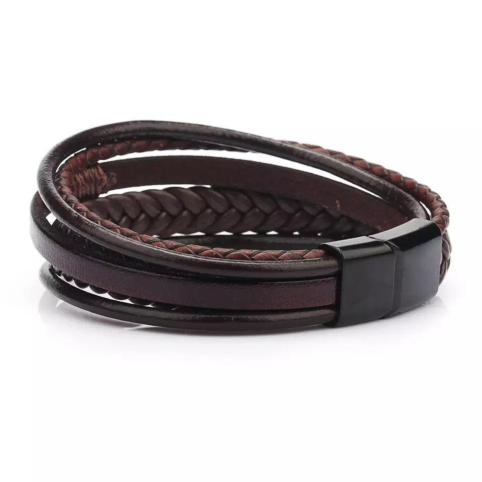 Cowhide Rope Multi-strap Leather Bracelet